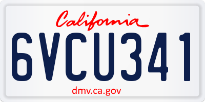 CA license plate 6VCU341