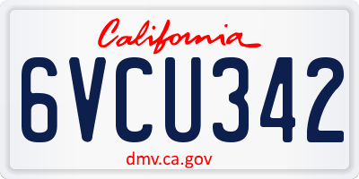 CA license plate 6VCU342