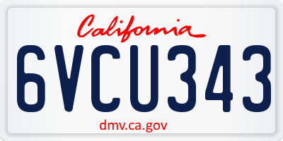 CA license plate 6VCU343