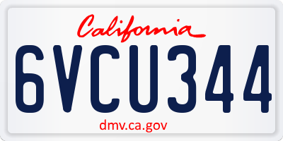 CA license plate 6VCU344