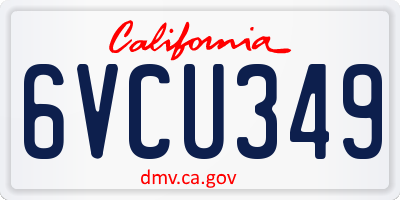 CA license plate 6VCU349