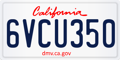 CA license plate 6VCU350
