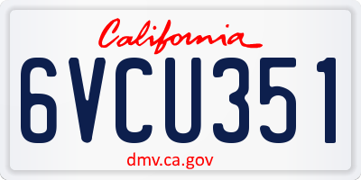 CA license plate 6VCU351