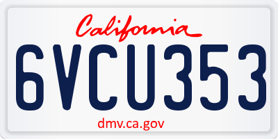 CA license plate 6VCU353