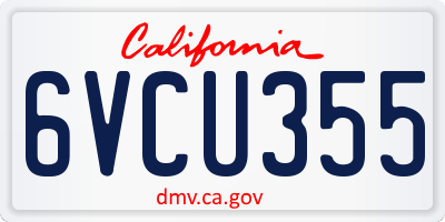 CA license plate 6VCU355