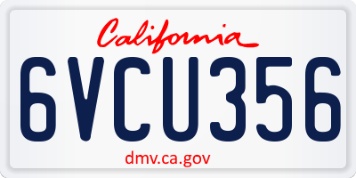 CA license plate 6VCU356