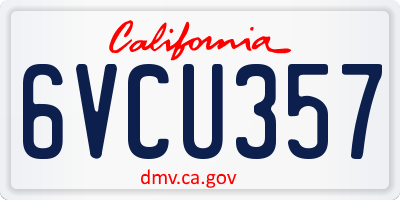 CA license plate 6VCU357