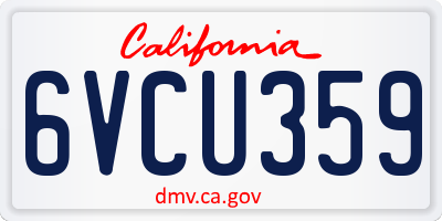 CA license plate 6VCU359