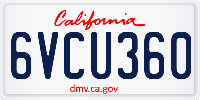 CA license plate 6VCU360