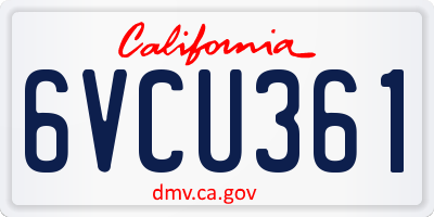 CA license plate 6VCU361