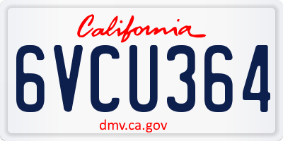 CA license plate 6VCU364