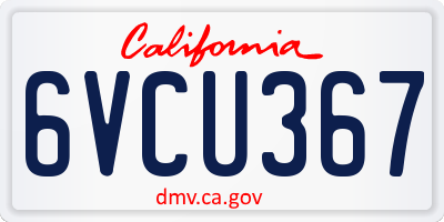 CA license plate 6VCU367