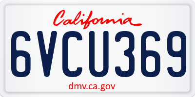 CA license plate 6VCU369