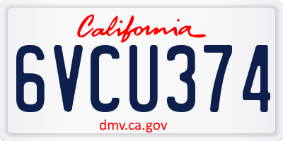 CA license plate 6VCU374