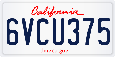 CA license plate 6VCU375