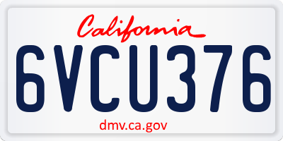CA license plate 6VCU376
