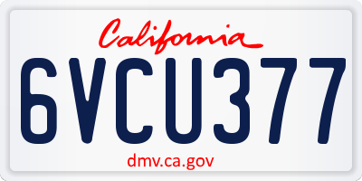 CA license plate 6VCU377