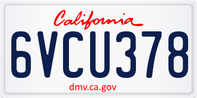 CA license plate 6VCU378