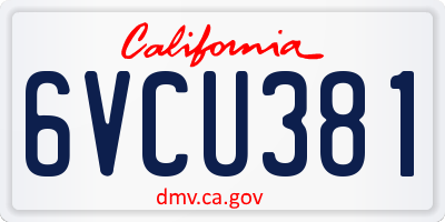 CA license plate 6VCU381