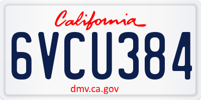 CA license plate 6VCU384