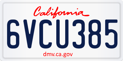 CA license plate 6VCU385