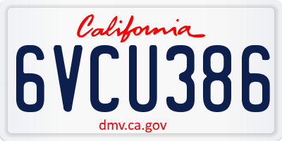 CA license plate 6VCU386