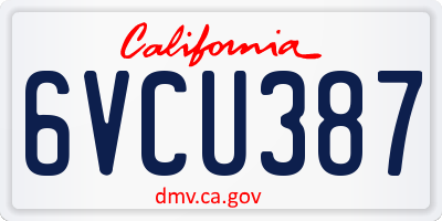 CA license plate 6VCU387