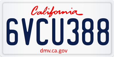 CA license plate 6VCU388