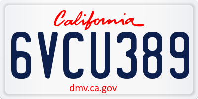 CA license plate 6VCU389