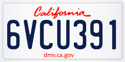 CA license plate 6VCU391