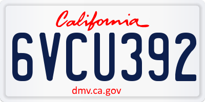 CA license plate 6VCU392