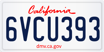 CA license plate 6VCU393