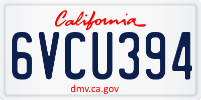 CA license plate 6VCU394