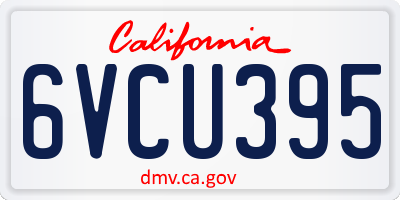 CA license plate 6VCU395