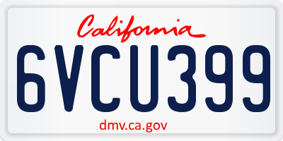 CA license plate 6VCU399