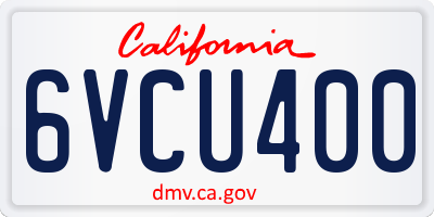 CA license plate 6VCU400