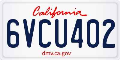 CA license plate 6VCU402