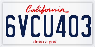 CA license plate 6VCU403