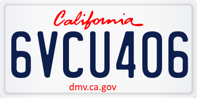 CA license plate 6VCU406