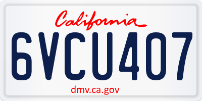 CA license plate 6VCU407