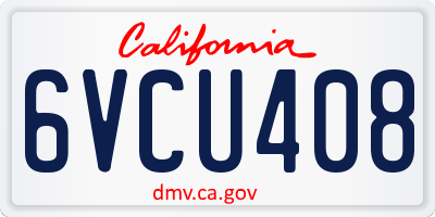 CA license plate 6VCU408