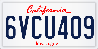 CA license plate 6VCU409