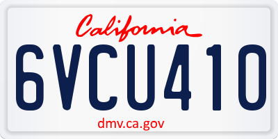 CA license plate 6VCU410