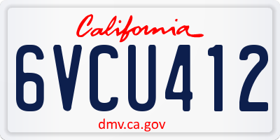 CA license plate 6VCU412