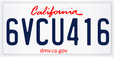 CA license plate 6VCU416