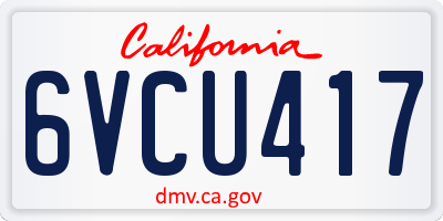 CA license plate 6VCU417