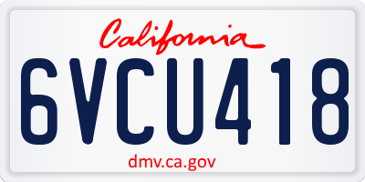 CA license plate 6VCU418