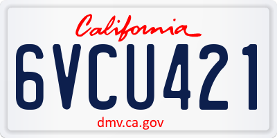CA license plate 6VCU421