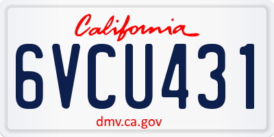 CA license plate 6VCU431