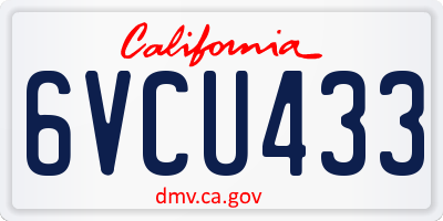CA license plate 6VCU433